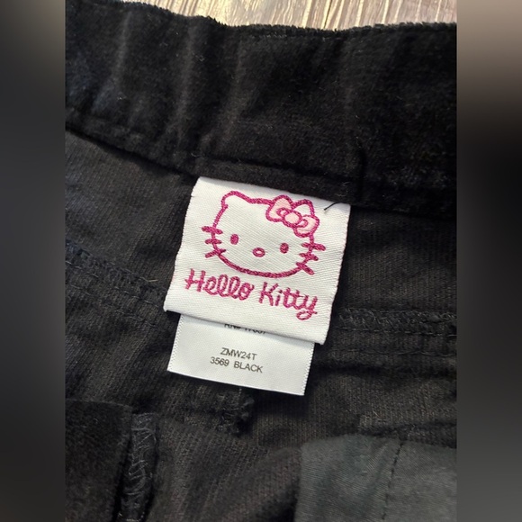 Vintage 2006 Hello Kitty Pants Girls XL Black Velvet Embroidered Y2K - Picture 3 of 9